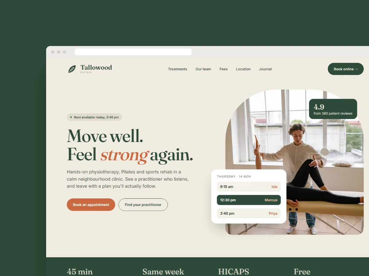 Physio clinic website (concept)