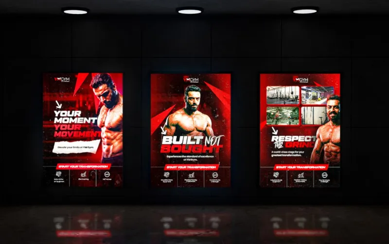Gym posters in situ