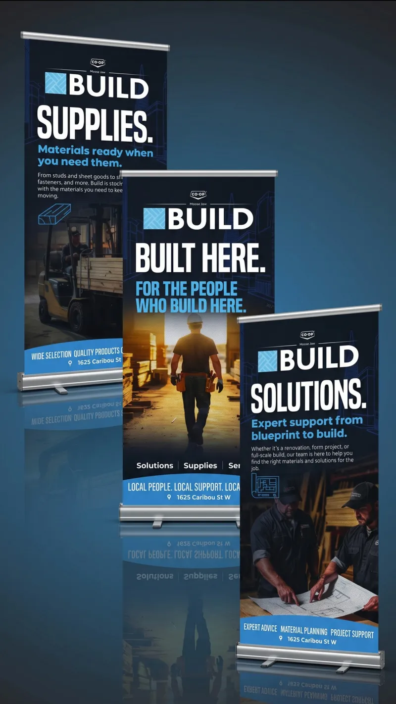 Building supplies roll-up banners