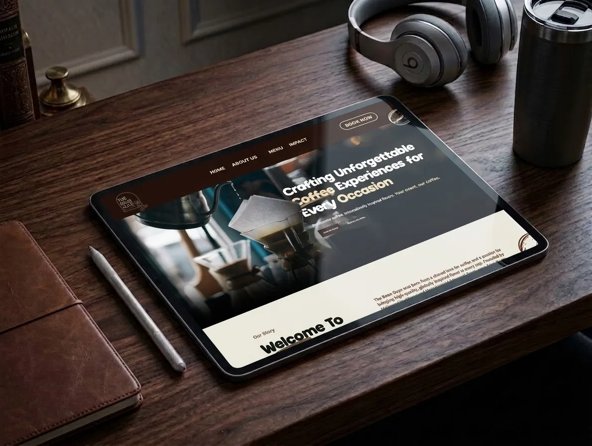 Cafe website on tablet